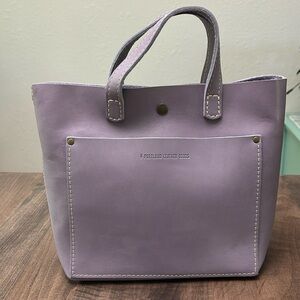 Portland leather Lavender mini cross body snap purse.